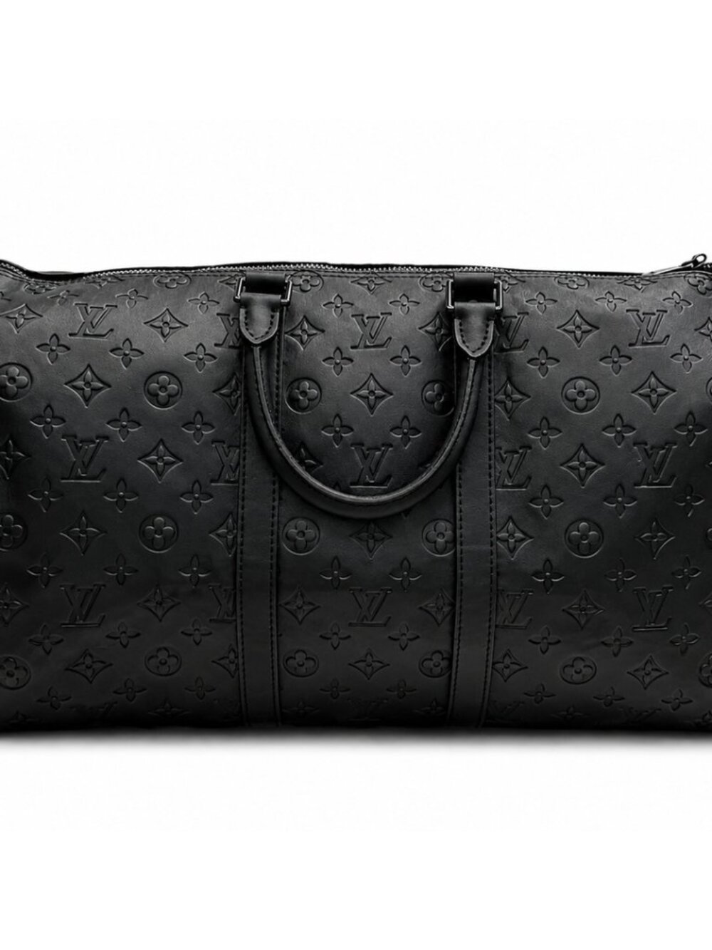 Louis Vuitton Black Monogram Leather Duffle Travel Bag
